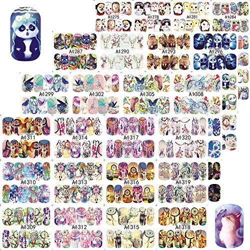 48pcs/set Cute Animal Full Wrap Nails Decals Water Transfer Nail Art Sticker DIY Decorations Tips Slider JIA1273-1320