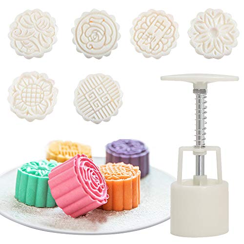 6 moldes para tartas con forma de luna, para festivales, flores redondas, hechos a mano, moldes de presión para galletas, pasteles, lunas, tartas, herramientas para hacer tartas