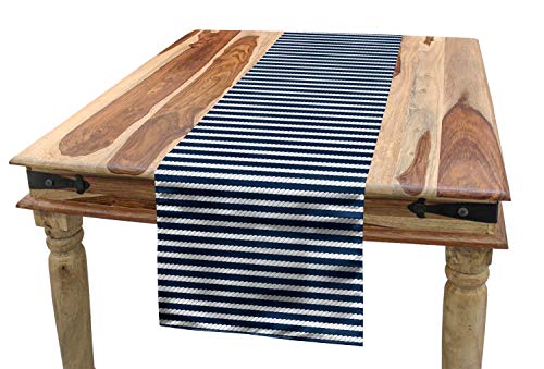 ABAKUHAUS Azul y Blanco Camino de Mesa, Cuerda Modelo de Las Rayas, Decorativo para el Comedor o Sala de Estar Fácil de Limpiar, 40 x 180 cm, Azul y Blanco