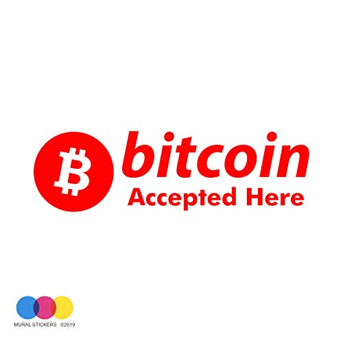 Adhesivo Bitcoin – Pagos criptovalute – Vitrinas – Ventanas – Cristales – Tienda – Paredes – Paneles – CRIPTO Actividad comercial – Vinilo de alta calidad rojo 1 unidad 58 x 17 cm