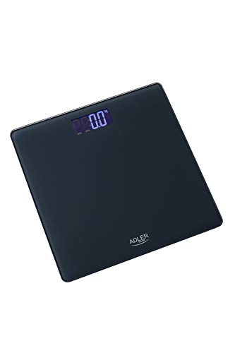 Adler AD8157 Báscula de Baño Digital, Pantalla LCD, 150Kg, Cristal Templado, Negro, 150 Kg