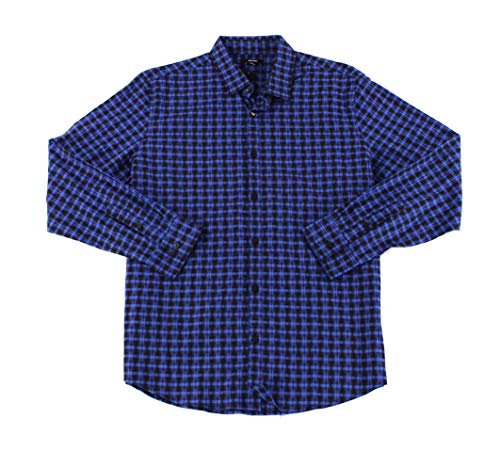 Alfani Lewis - Camisa a Cuadros con Botones de Ajuste Regular para Hombre - Azul - Small