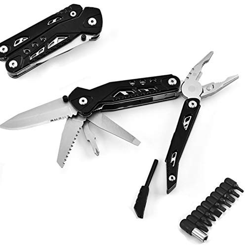 Alicates Plegables, 9 en 1 Multi Tools, Herramienta Multiusos de Acero Inoxidable para Acampar, Actividades de Bricolaje, Supervivencia al Aire Libre, Caza, Senderismo, etc