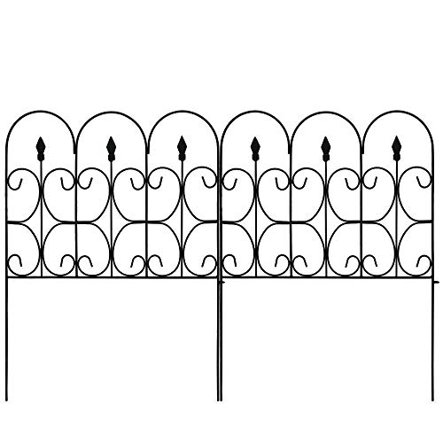 Amagabeli 81CM X 61CM Valla Jardín de Hierro - Set de 5 - Valla Decorativa Hierro para Jardín Metalicas Negro