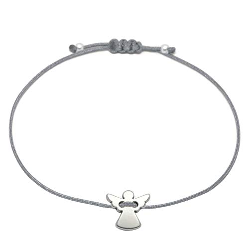 Ángel pulsera plata – Gamuza de visillo/Amuleto de la suerte pulsera de cadena Mujer selfma deje welry Handmade