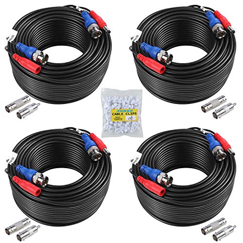 ANNKE 4pcs 30m/100pies Cable BNC Video,Kit CCTV Cámara de Vigilancia DVR Sistema Seguridad Videokable(4-PACK Negro)