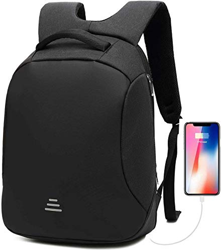 Antirrobo Seguridad Mochila portatil 15.6 Pulgadas Impermeable con Carga USB Bolso de Viaje para para Negocios Estudiantes Hombre Mujer,Negro