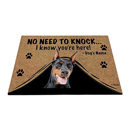 Bageyou - Felpudo personalizado con nombre de perro con My Love Dog Doberman Welcome Floor Mat Not Need to Knock I Know You're Here 89,9 x 59,9 cm