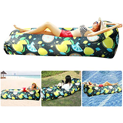 Bangcool Sofa Hinchable con Paquete Portátil,Impermeable Sofa Inflable Camping,Sofá De Aire Tumbona Hinchable Sofa Hinchable Playa Y Bolso Portatil para Viajes, Piscina, Camping（Amarillo）