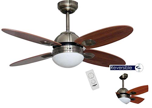 Bastilipo Ventilador Techo con Mando A Distancia E27, 60 W, Cuero, 105 X 41 cm