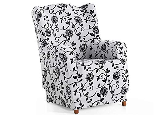 Belmarti - Funda Sillón Orejero Acapulco - Elástica Jacquard - Color Blanco/Negro C17