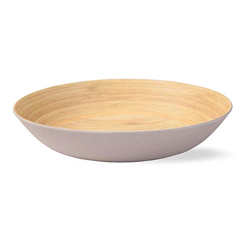 BIOZOYG Conjunto de vajilla ecológico Platos Profundos I 4 Piezas de Platos de bambú Grande 22 cm I Platos de Cena Redondo Gris, sin BPA I Platos de Sopa Platos de Ensalada