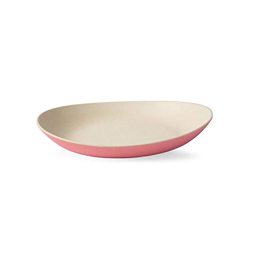 BIOZOYG Platos de bambú orgánico I Platos para niños Platos de Torta Platos para Servir tazón de Fuente I 4 x Platos de Comedor ovalados de melamina Natural Blanco/Rosa, 22,5 x 19 cm