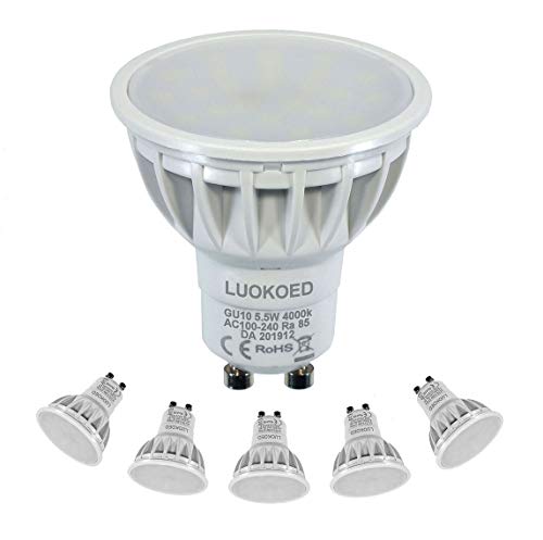 Bombilla Gu10 LED Foco 500-550lm Equivalente a 50W Luz Blanca Natural 4000K LUOKOED®