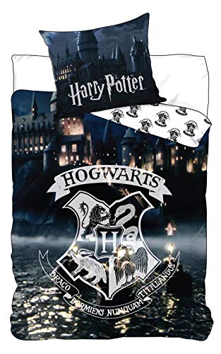 BrandMac ApS Harry Potter Hogwarts Slytherin - Juego de cama infantil (funda nórdica de 135 x 200 cm y funda de almohada de 80 x 80 cm)