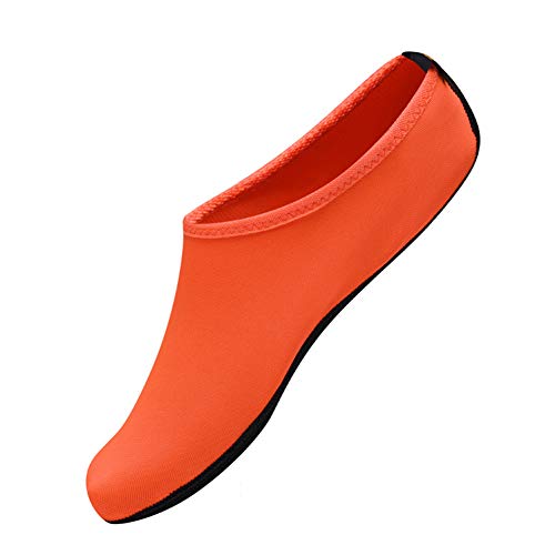 Calcetines de agua descalzo, de secado rápido, antideslizantes, gruesos, resistentes al desgaste, para playa, surf, buceo, hogar, para hombres y mujeres, color naranja