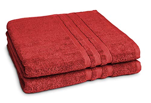 Castell by sleepling 100144/287/772/099-P - Juego de 2 toallas de ducha, 100 % algodón, 70 x 140 cm, algodón, rojo, 70 x 140 cm