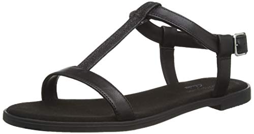 Clarks Bay Rosa, Sandalias con Tira Vertical Mujer, Negro (Black Combi Black Combi), 39 EU