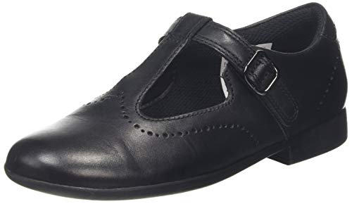 Clarks Scala Seek K, Sandalias Punta Cerrada para Niñas, Negro (Black Leather Black Leather), 33.5 EU