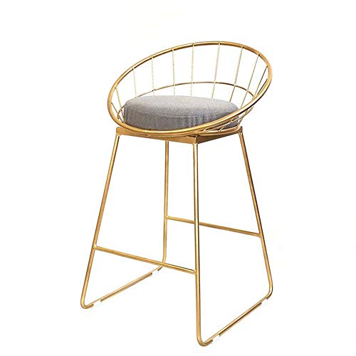 CMCL Taburete de Bar de Oro Taburete de Bar de Hierro Forjado Taburete Alto de Oro Silla Moderna de Desayuno Silla de Bar nórdico de Metal Hueco Hueco Silla Decorativa,75CM