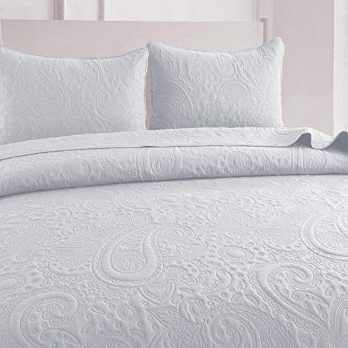 Colcha Bouti Cama 180/Colcha Verano-Cubrecama para Verano Entretiempo(Blanca Sellado, Cama 180)