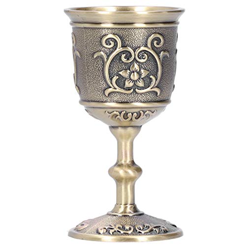 Copa de Vino, Copa de Vino Europea Vintage Bronce Metal Copa de Vino Tinto Arte del hogar Decoración Artesanal Cáliz Real Bebida de Whisky Suministros para Fiestas(L)