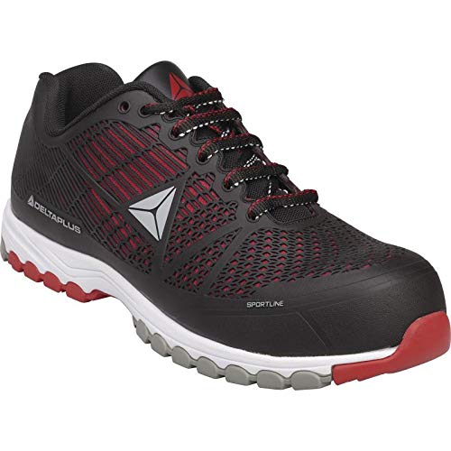 Delta Plus DSPORSPNR42 S1P HRO SRC - Zapatilla deportiva (poliuretano/malla), 43, rojo/negro, 10