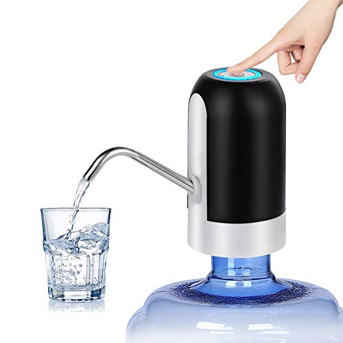 DLOPK Dispensador de bomba de agua Distribuidor de carga USB, extraíble y conveniente para usar en agua embotellada negro（2 unidades）