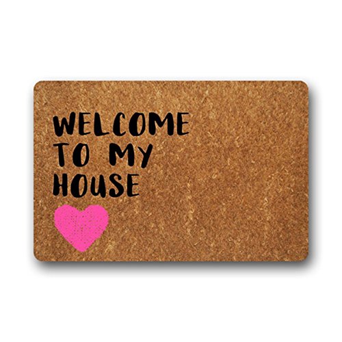 Eureya Welcome to My House Felpudo divertido para puerta de entrada, alfombra decorativa para el hogar, lavable a máquina, 59,9 x 39,9 cm, regalo perfumado