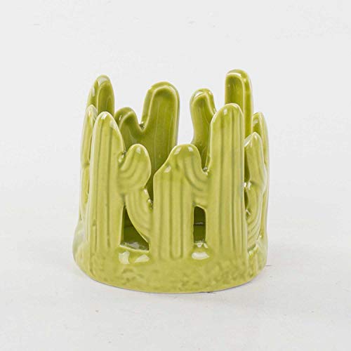 Euro Flora Claro Verde Cactus Vela Soporte 8x8.5 Cm