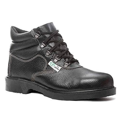 Euro Protection – Oferta Zapatillas Alto de Seguridad con tomaio de Piel Flor, con Puntera y lámina antiforo. Categoría S3 Sra HRO. (mag Azul 9 Vosh) Negro Size: 40