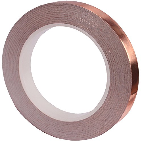 Fastar Cinta de aluminio de cobre con adhesivo conductor para blindaje de guitarra, electrónica, reparación de vidrieras, repelente de babosas, ocasión de bricolaje