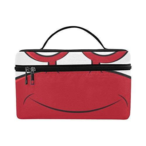 Feliz Cangrejo Rojo Gran Capacidad Tamaño Señora Bolsa de Cosméticos Maquillaje Organizador Caja de Almuerzo Tote Holder Case Cooler para Mujeres Mujeres Viajes Picnic