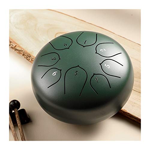 FENCHUN Tambor Ethereal Rhythm Lengua de Acero Tambor de 6 Pulgadas Tambor 8 Notas Tono C Percusión Mano Mano Tambor Instrumentos Musicales (Color : Green)