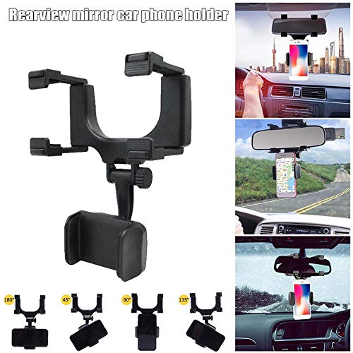 FinWell Car Rearview Mirror Phone Holder Vehicle Rear View Mirror Phone Holder Mount Universal Smartphone Cradle Driving Safety