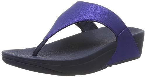 FitFlop Lulu Shimmer, Sandalias de Punta Descubierta Mujer, Azul Midnight Navy 399, 41 EU