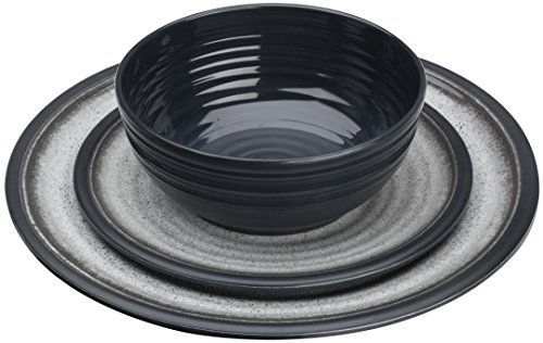 Flamefield GG0112 - Juego de comedor (melamina, 12 piezas), color gris