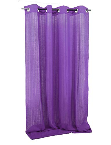 Forentex Cortinas Confección M-0529 Visillos Translúcida para Ventanas/Puertas, Polyester, Morado, 145x260 cm