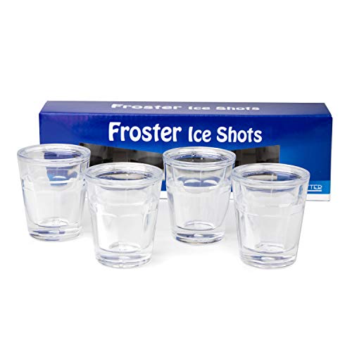 Froster Ice Shots - Juego de 4 vasos de chupito de vodka de 50 ml, vasos de acrílico de doble pared, chupito novedoso, regalo de alcohol para Vodka Drinker