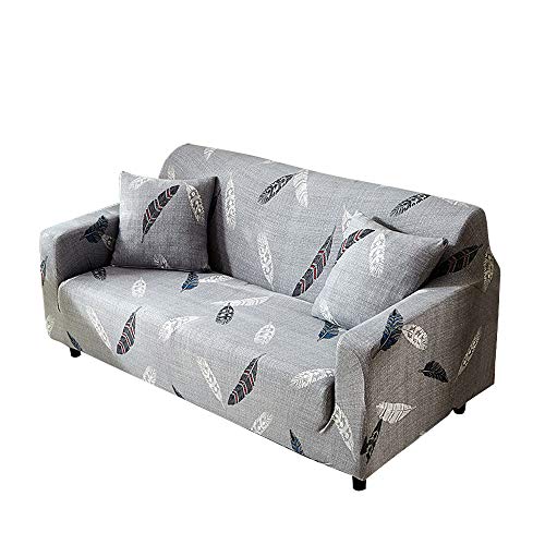 Funda para sofá con diseño moderno de 1/2/3/4 plazas, antideslizante, funda elástica para sofá y protector para mascotas, lona, pluma, 2-Seater Sofa Length 55-67In + 1pcs Free Pillowcas