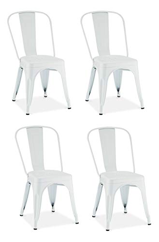 Furnhouse Furniture Juego de 4 sillas de Comedor, Blanco, 43x51x85