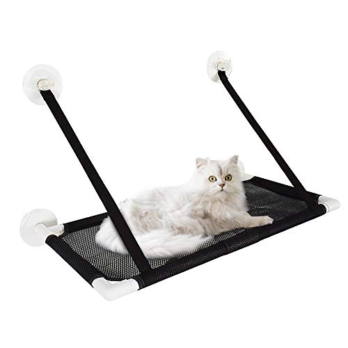 Galapara Ventana de Gato Cama de Hamaca con Percha de enfriamiento Cubierta Transpirable Ventosas de Ventana Asiento Estantes para Gatos Cama de Hamaca para Gatos Sostener hasta 10 kg 22 LB