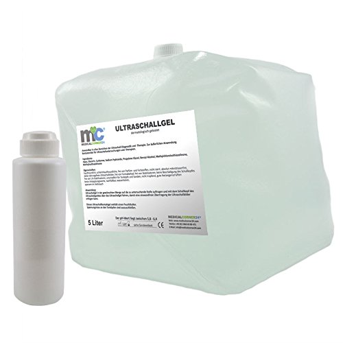 Garrafa de gel de ultrasonidos y botella vacía (5 kg) de Medicalcorner24