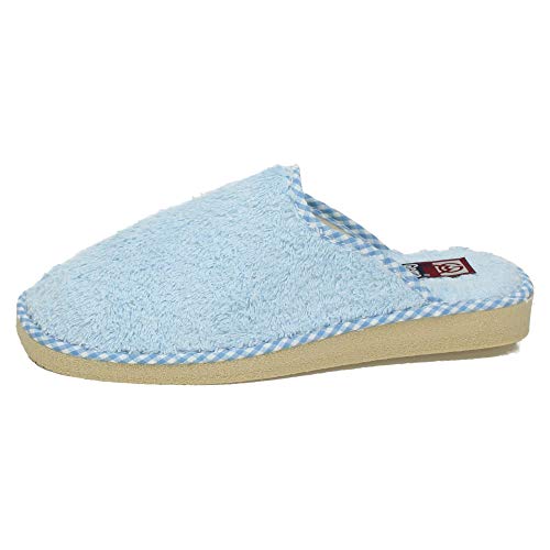 GEMA GARCIA 409 Chinelas Toalla Rizo Mujer Zapatillas CASA Celeste 40