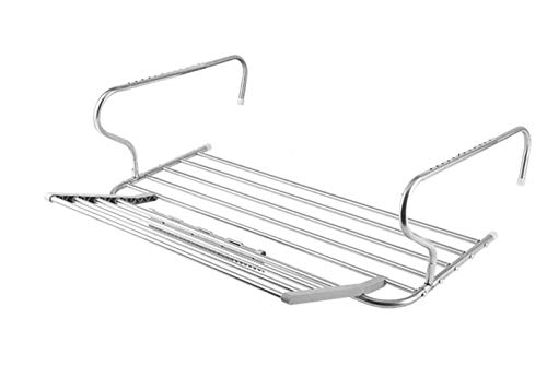 GLX Extensible De Acero del Adorno del Radiador Secadora De Ropa Balcón Extensibles Estante Tendedero Tamaño Pequeño para Uso En Interiores Y Exteriores,Plata