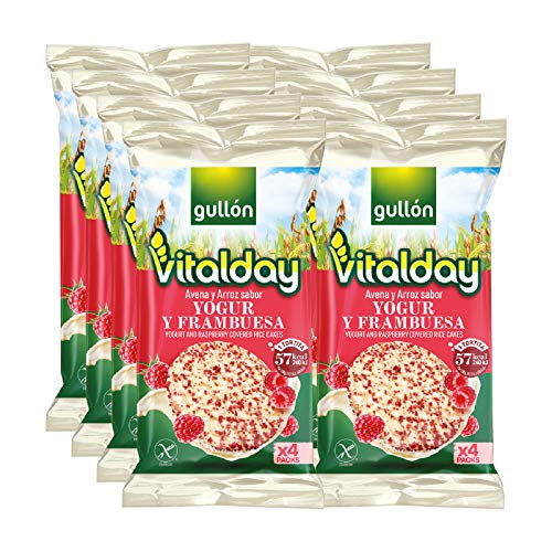 Gullón Tortitas de Arroz Integral, Yogur y Frambuesa Vitalday, 902g, Pack de 8