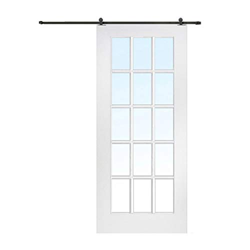 Herraje para Puerta Corredera Kit 150-250cm Riel colgante de puerta corrediza montada en la parte superior Juego completo de accesorios de hardware Riel de polea para puerta de empuje y tracción inter