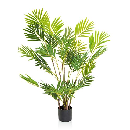 hjh OFFICE Planta artificial Areca I altura 120 cm verde decoración de palmera de oro fácil de limpiar, palmera artificial para interiores 871010