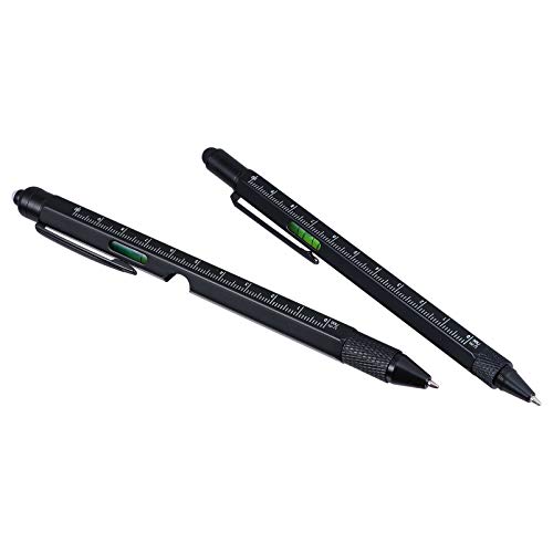 ibasenice 2Pcs Multiherramienta Tech Pen Gadgets Herramientas para Hombres Regalos Personalizados para Papá Él con Luz Led Stylus Regla Nivel de Burbuja Abridor de Botellas Destornillador