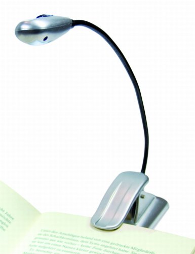 Idena LED Lectura con clip y 3 AAA batería, plata, 407223